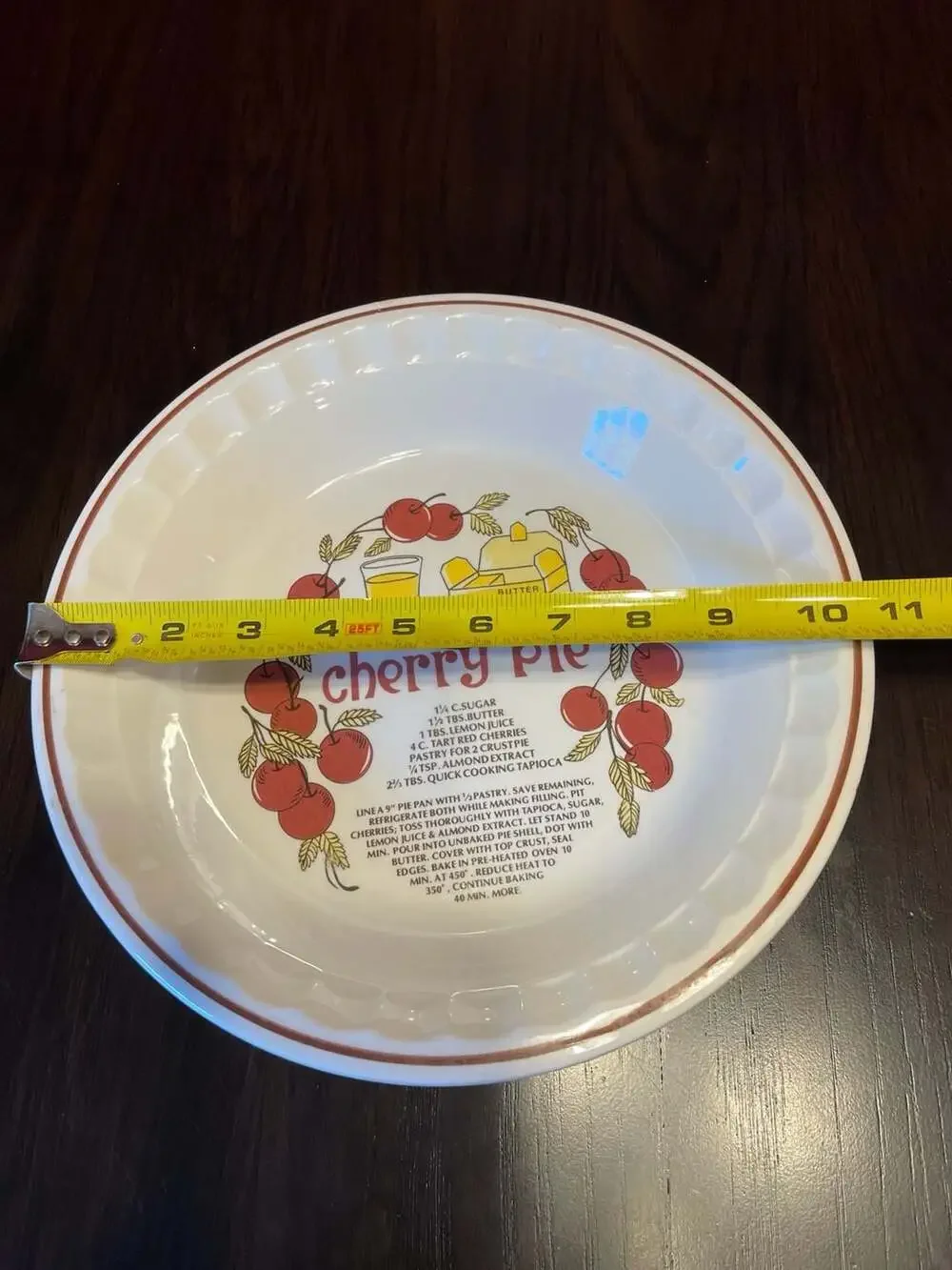 Vintage Hankook Cherry Pie Plate: 1980s Retro Kitchen Bakeware - ,